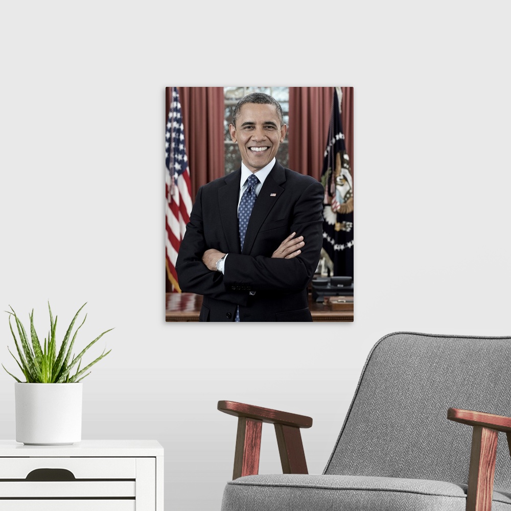 A modern room featuring BARACK OBAMA (1961- ). 44th President of the United States. Photograph by Pete Souza, 6 December ...