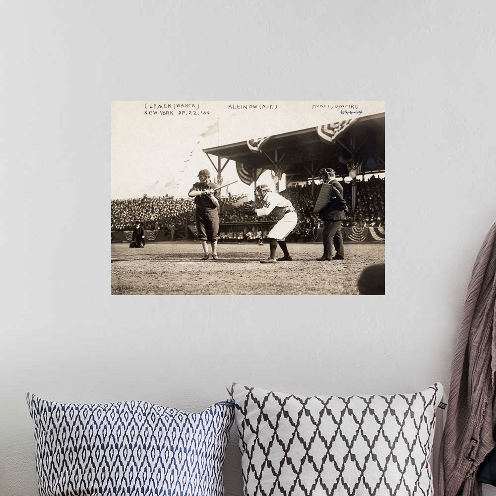 A bohemian room featuring Baseball game between the Washington Senators and the New York Highlanders, 1909, with Otis Clyme...
