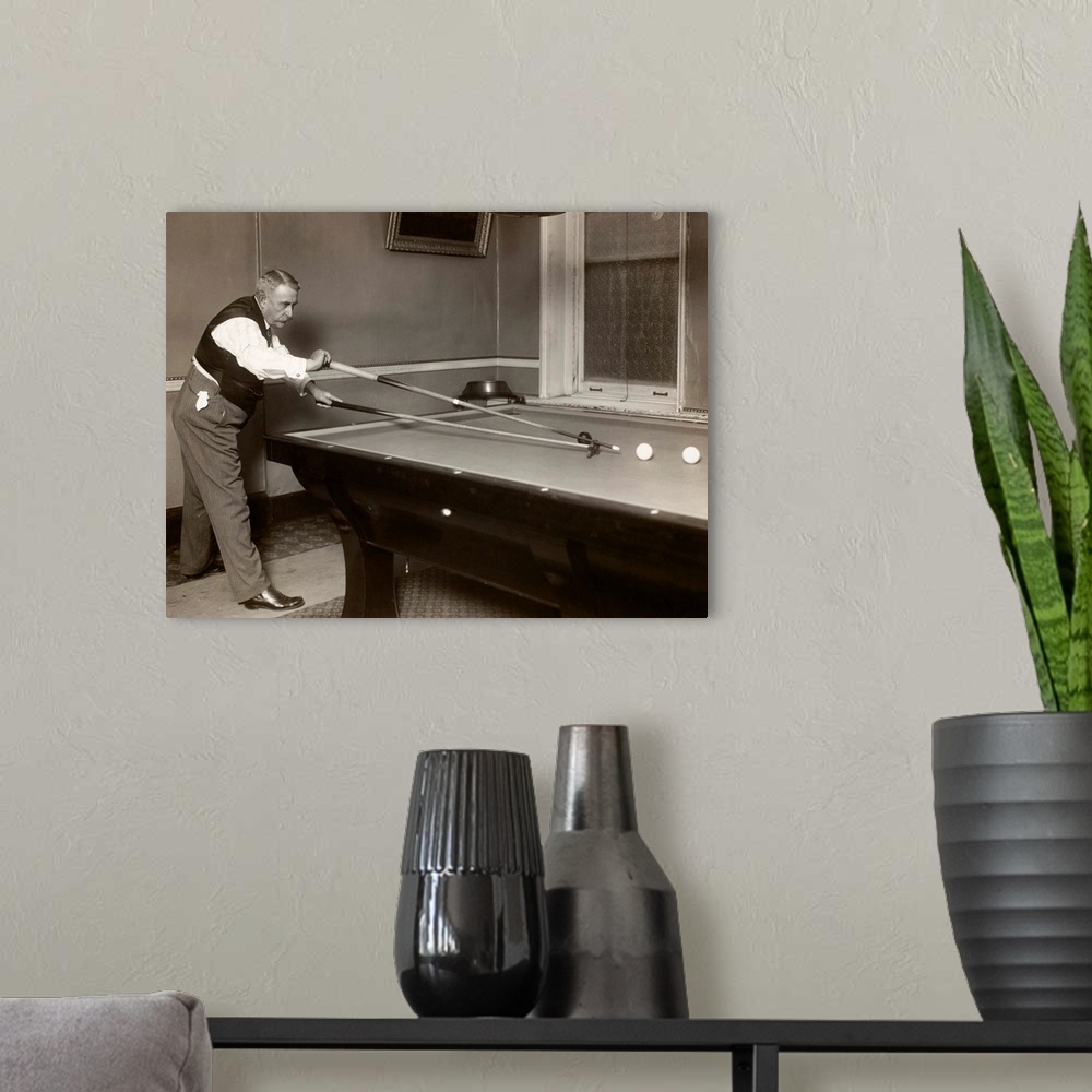 A modern room featuring The early 20th century American amateur billiards champion, Edward W. Gardner, a player greatly a...