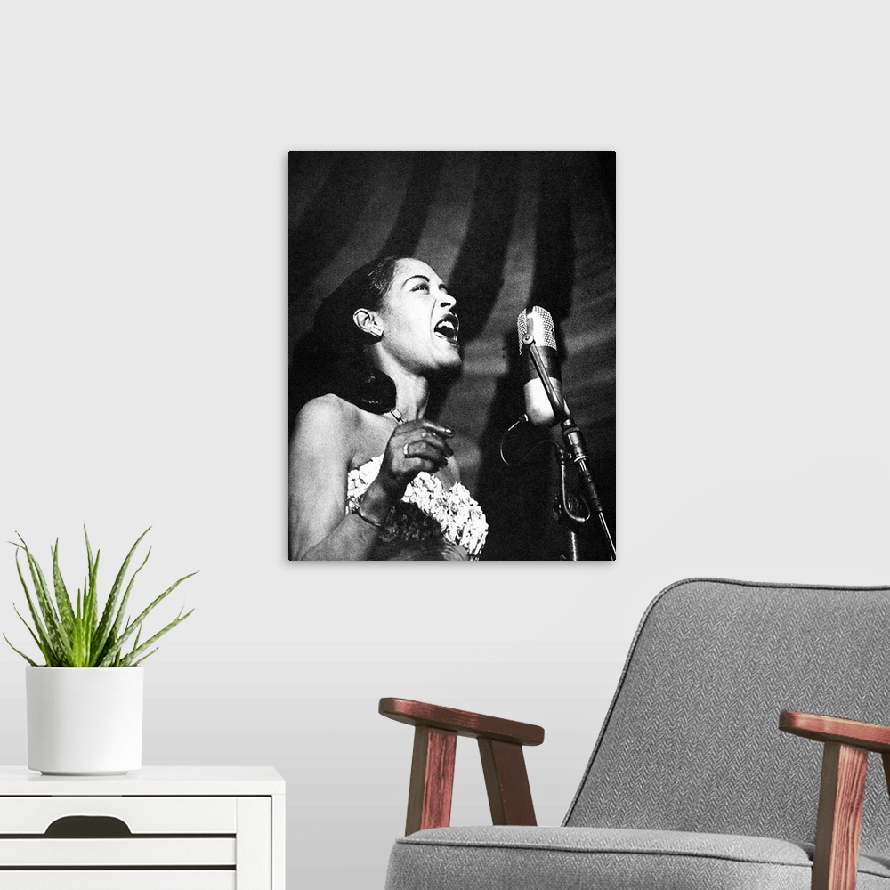 A modern room featuring American jazz singer.