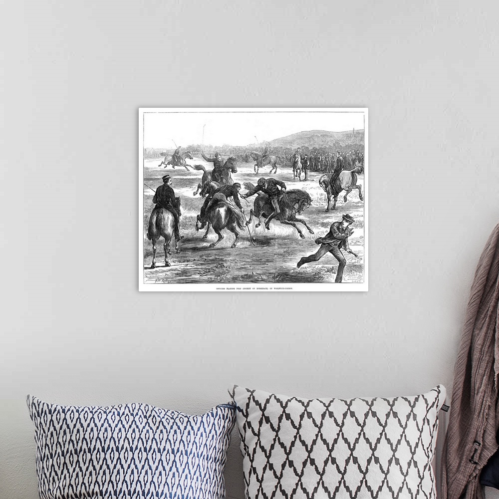 A bohemian room featuring England, Woolwich Common. British Officers Playing Polo On Woolwich Common, London, England. Wood...