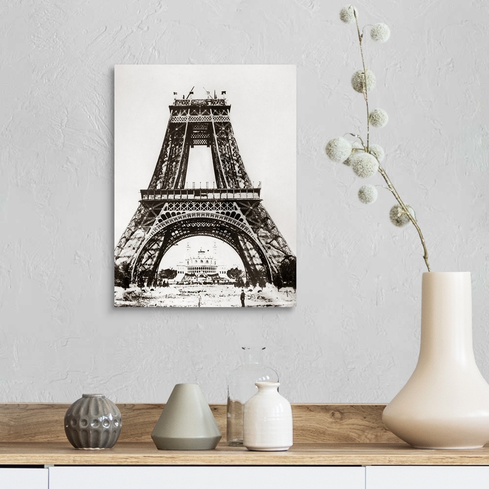 A farmhouse room featuring Building the Eiffel Tower on the Champ de Mars in Paris, France, for the Universal Exposition of ...