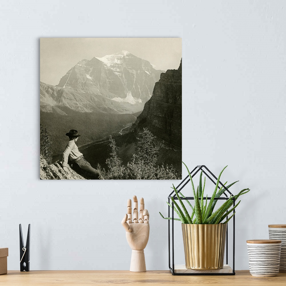 A bohemian room featuring Canada, Rocky Mountains. View Of Paradise Valley And Mount Temple From the Saddleback In the Rock...