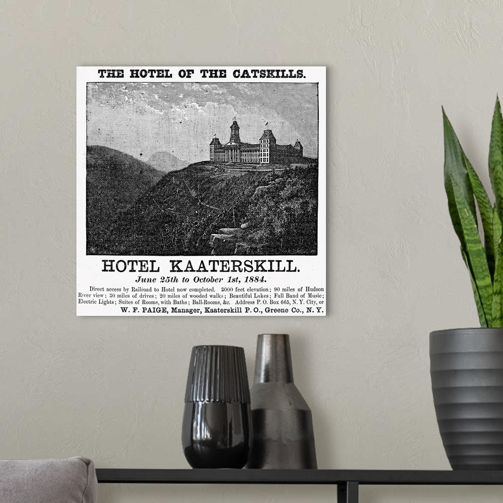 A modern room featuring Catskills Hotel, 1884. Advertisement For Hotel Kaaterskill In the Catskill Mountains, New York St...