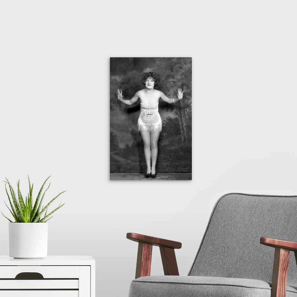 A modern room featuring The champion Charleston dancer, 'Bee' Jackson, a former Ziegfeld Follies girl.