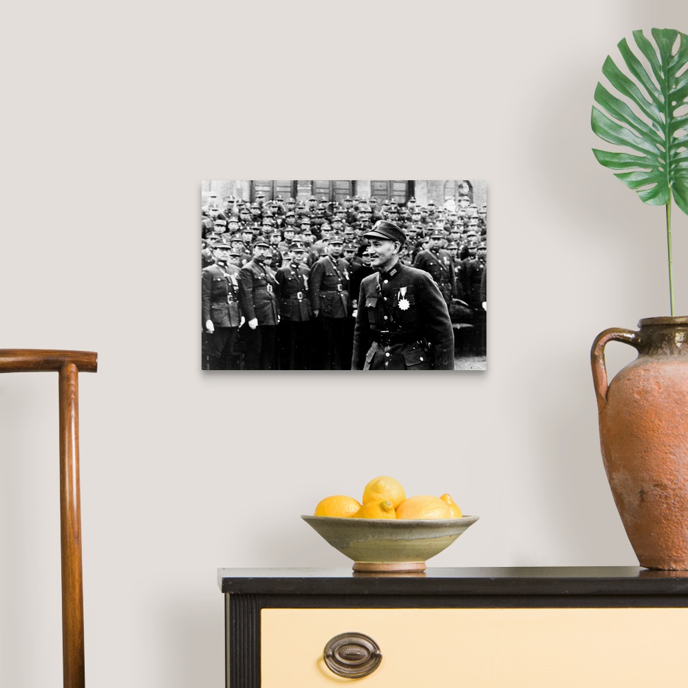 A traditional room featuring Chinese general and politician. Photographed while reviewing Chinese troops during World War II, ...