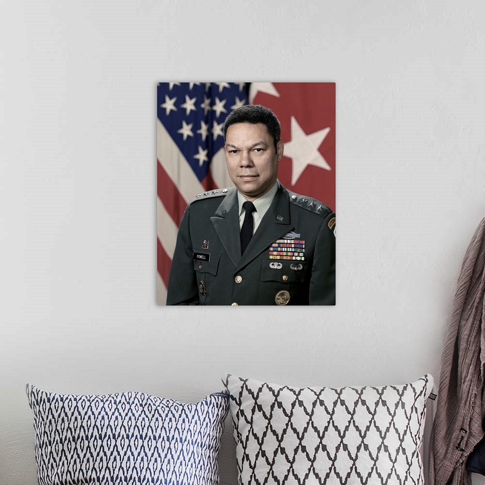A bohemian room featuring COLIN POWELL (1937- ). American Army General and Secretary of State, 2001-2005. Photograph by Rus...