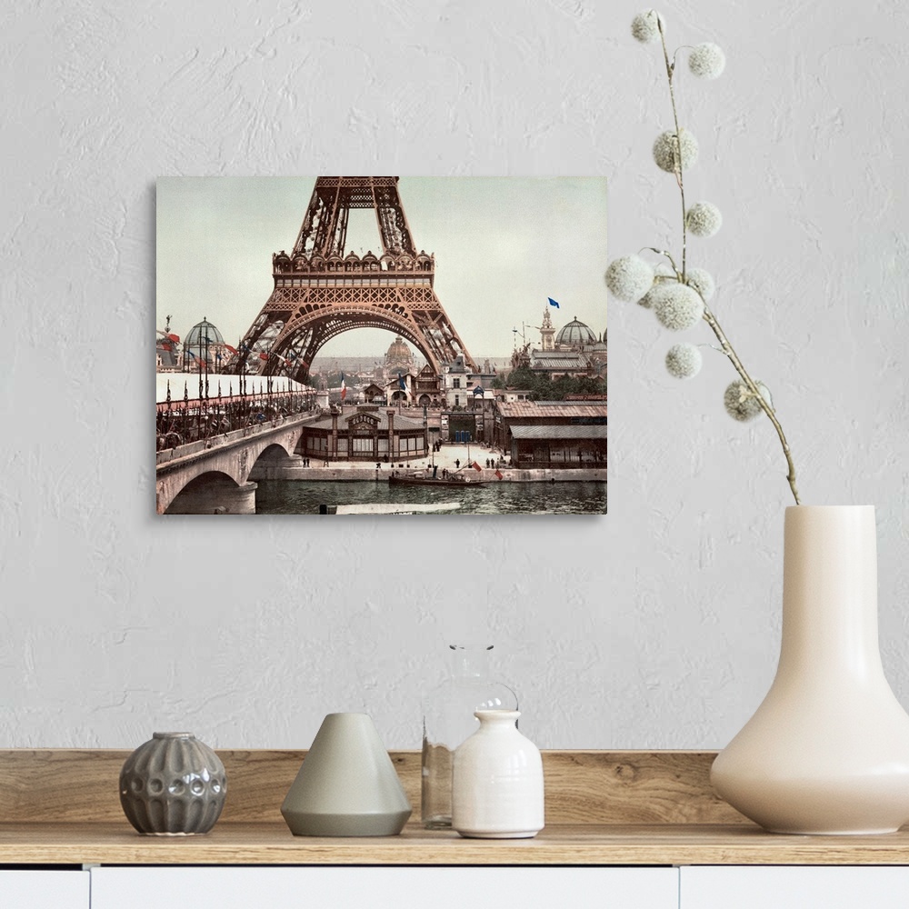 A farmhouse room featuring A view of the Eiffel Tower and a general view of the grounds of the Exposition Universelle of 190...