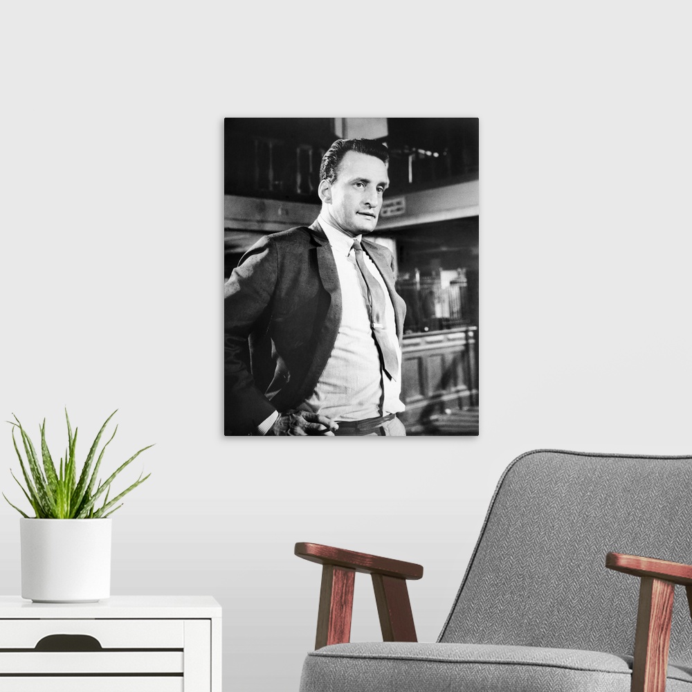 A modern room featuring American actor. In a scene from 'The Hustler,' 1962.