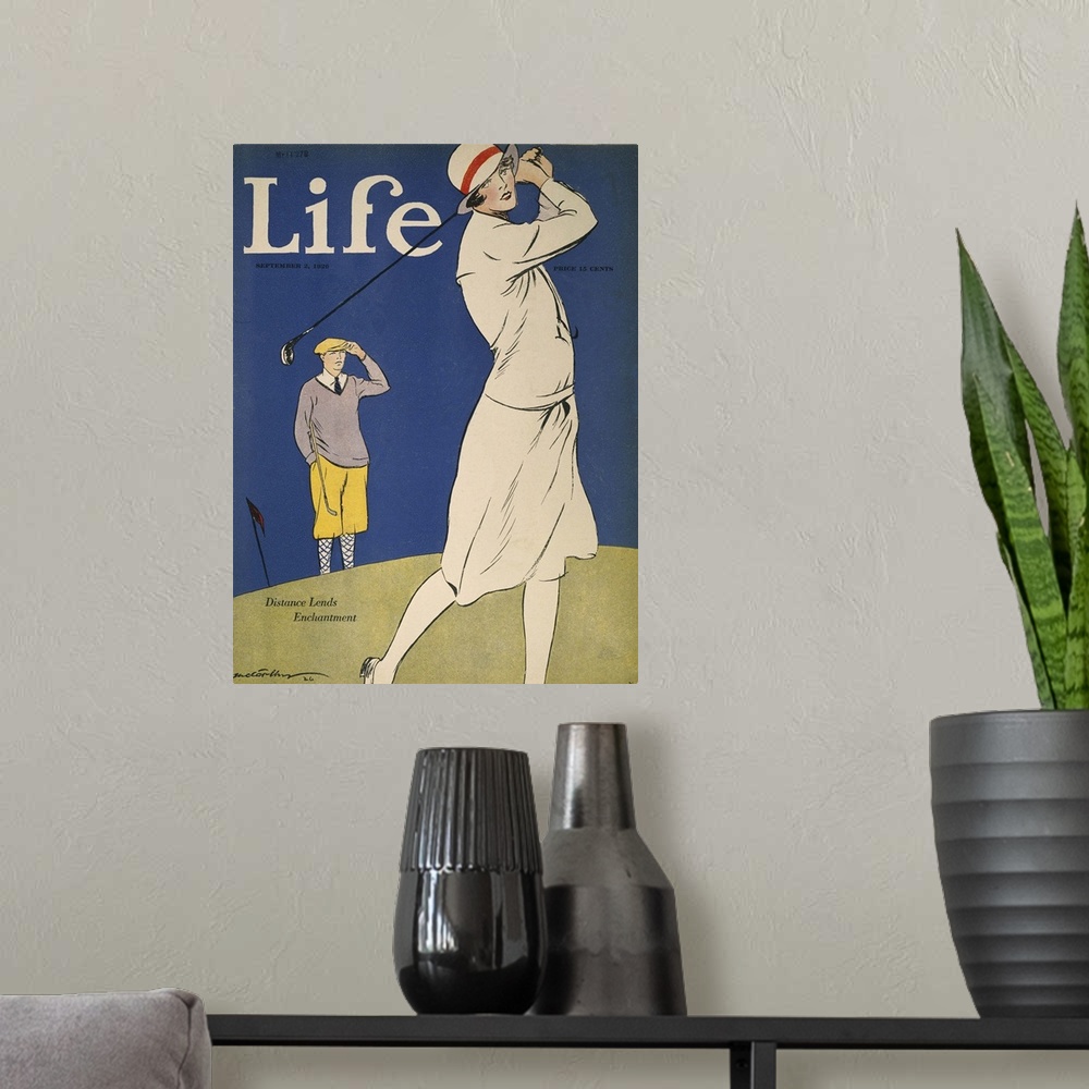 A modern room featuring 'Life' magazine cover, 1926.