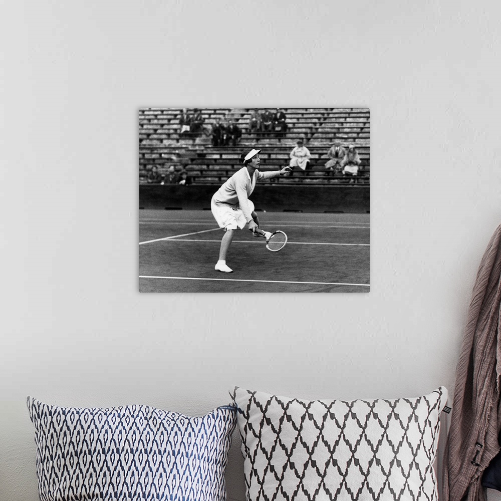 A bohemian room featuring (1906-1998). American tennis player. Photographed during a match, c1930.