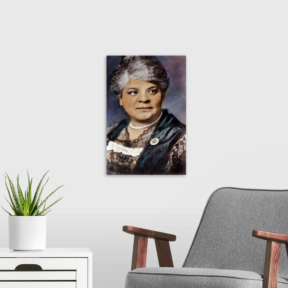 A modern room featuring IDA B. WELLS (1862-1931). American journalist and reformer. Oil over a photograph, n.d.