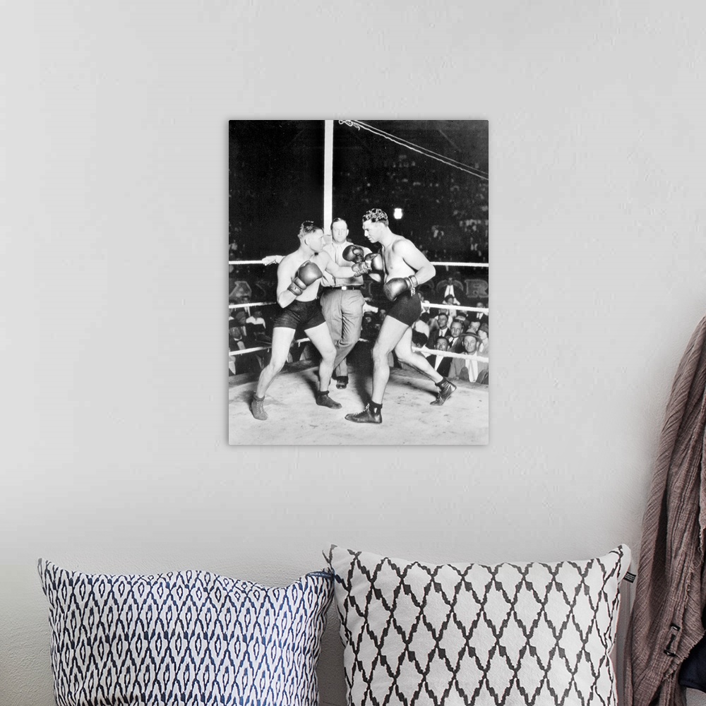 A bohemian room featuring American boxer. The Dempsey-Newman fight, 1925.