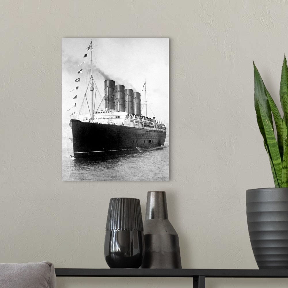 A modern room featuring The Cunard steamship 'Lusitania', c1908-1914.