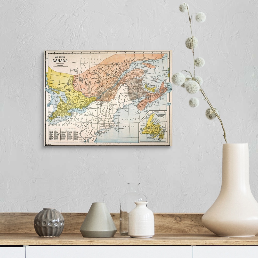 A farmhouse room featuring Map, Eastern Canada. Map Of the Eastern Provinces Of Canada, Published In the United States, Late...