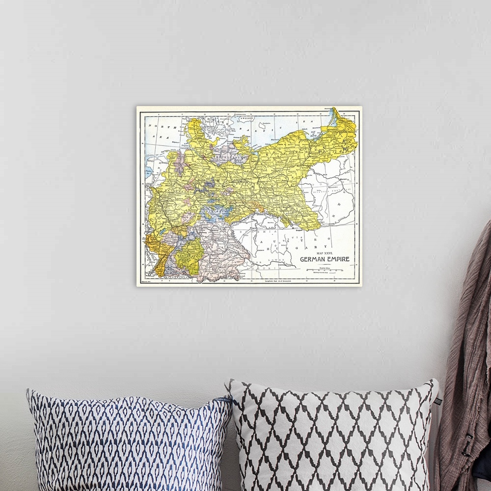 A bohemian room featuring Map Of Germany. Following Its Unification In 1871.