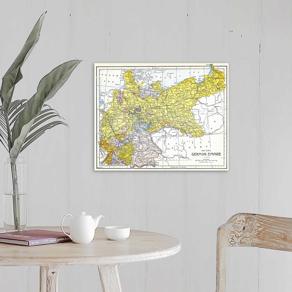 A farmhouse room featuring Map Of Germany. Following Its Unification In 1871.