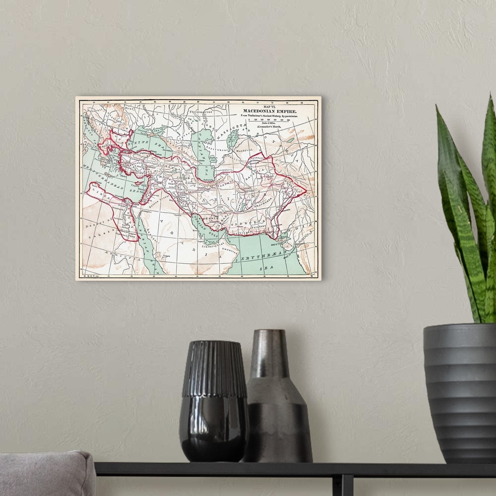 A modern room featuring Map Of Macedonian Empire. Map Of the Macedonian Empire Following the Conquests Of Alexander the G...