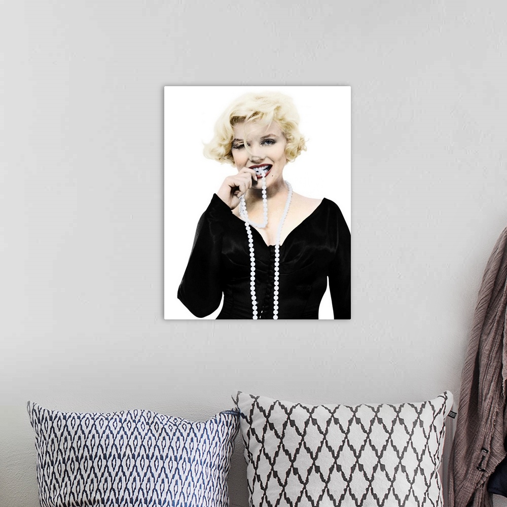 A bohemian room featuring American cinema actress. Publicity still for 'Some Like It Hot,' 1959, digitally colored by The G...