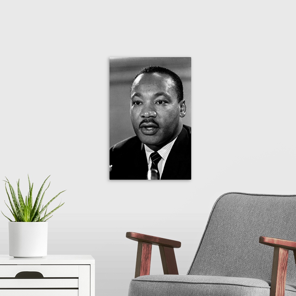 A modern room featuring MARTIN LUTHER KING, JR. (1929-1968). American cleric and civil rights leader. Undated photograph.