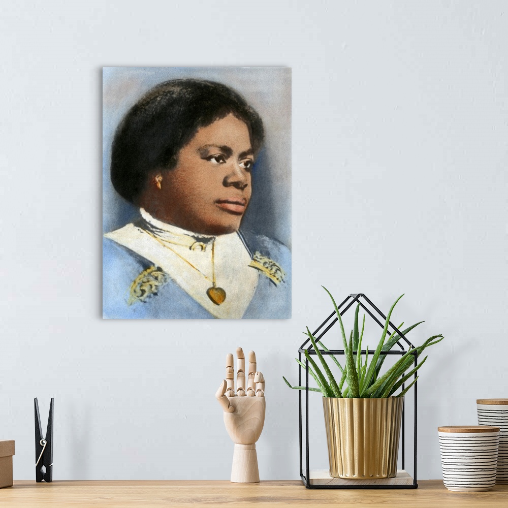A bohemian room featuring MARY McLEOD BETHUNE (1875-1955). American educator and civil rights leader. Oil over a photograph...