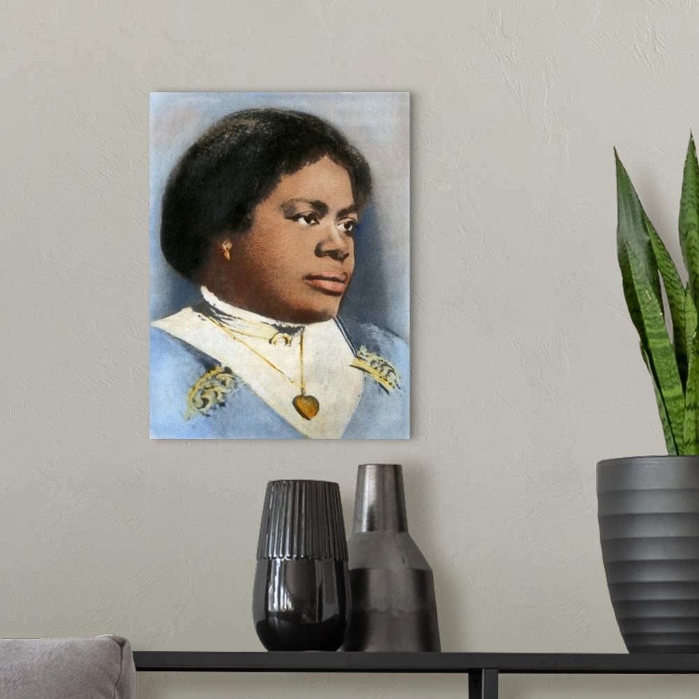 A modern room featuring MARY McLEOD BETHUNE (1875-1955). American educator and civil rights leader. Oil over a photograph...