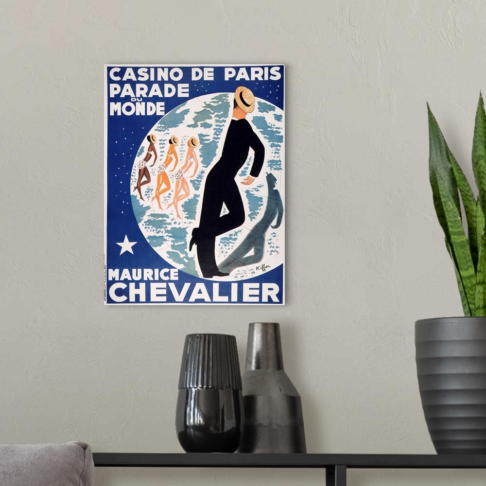 A modern room featuring Maurice Chevalier (1888-1972) on a Casino de Paris poster, 1935.