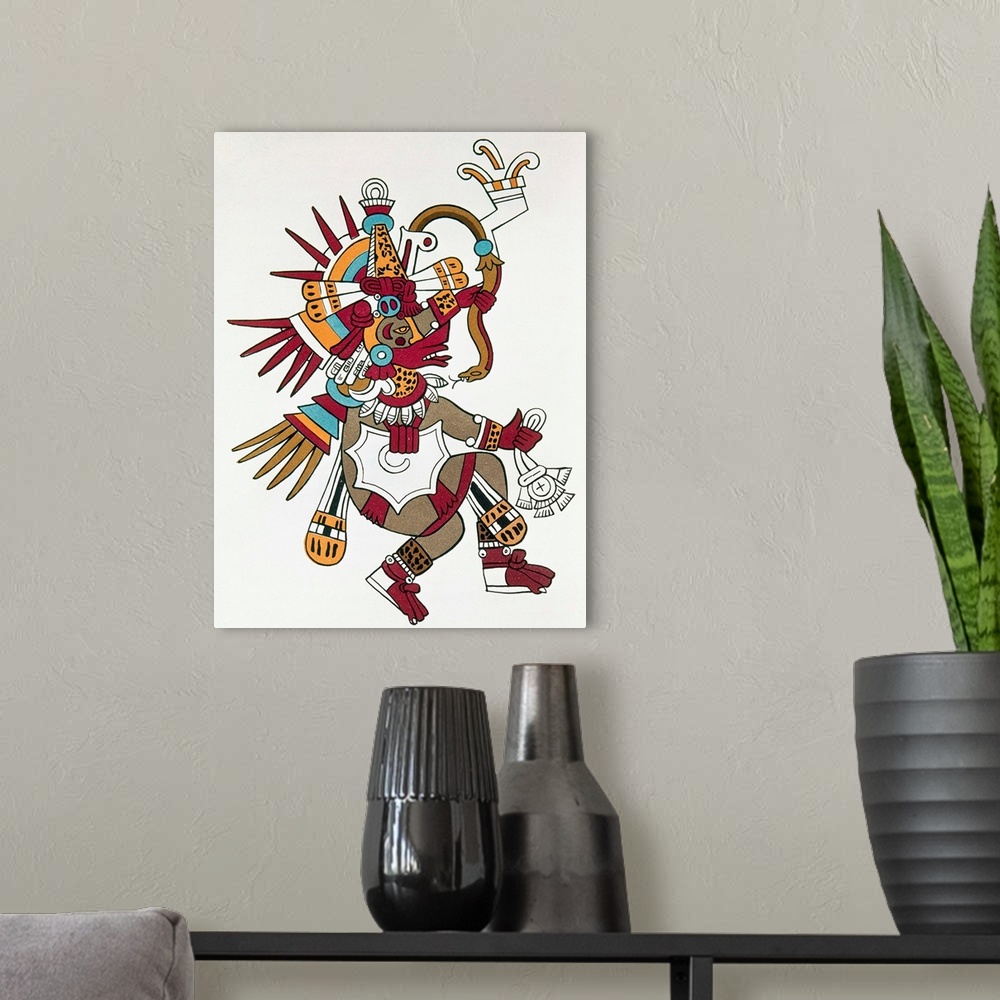 A modern room featuring God and legendary ruler of the Toltecs in Mexico. From a copy of the Mixtec 'Codex Borbonicus,' c...