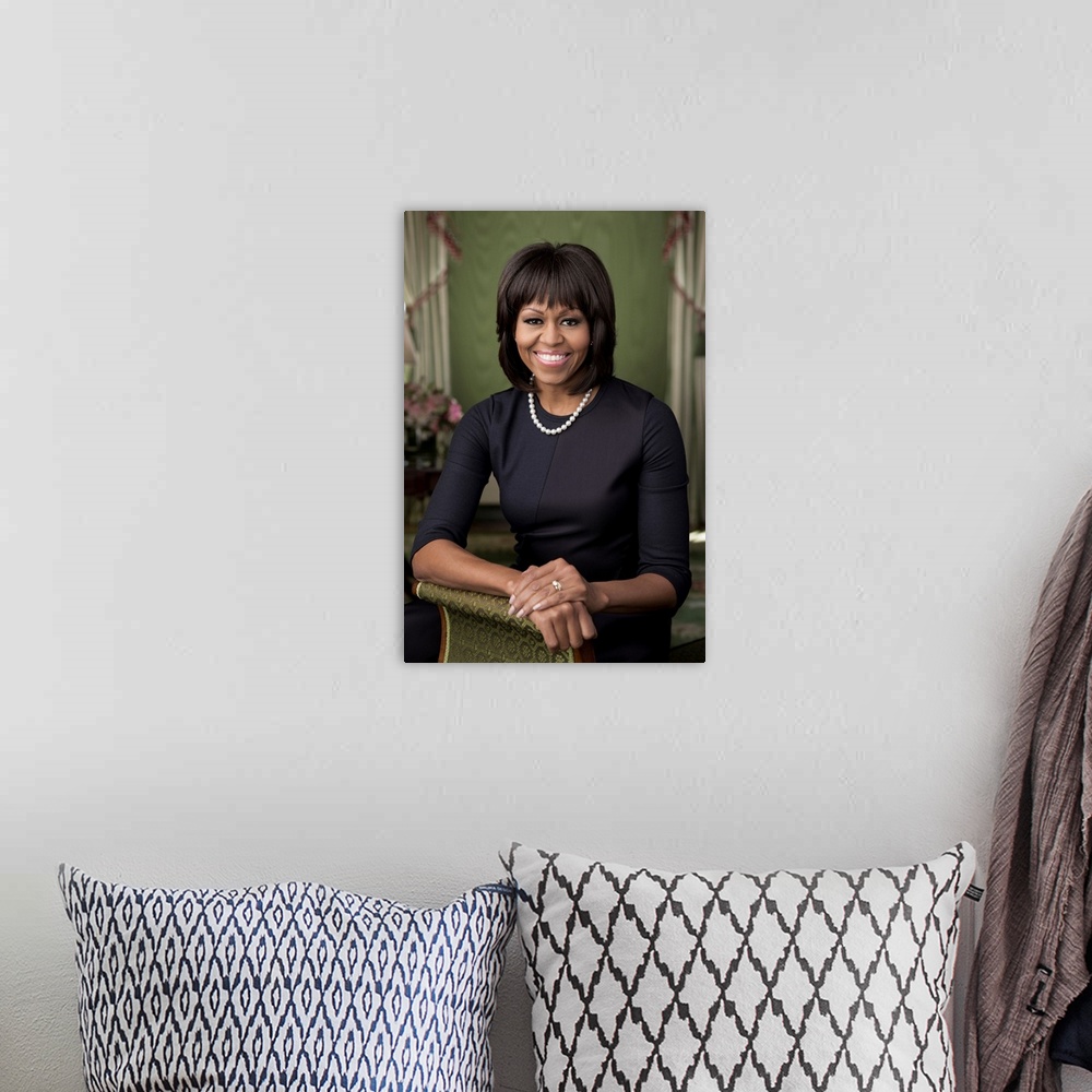 A bohemian room featuring MICHELLE OBAMA (1964- ). Wife of President Barack Obama. Photograph by Chuck Kennedy, 2013.