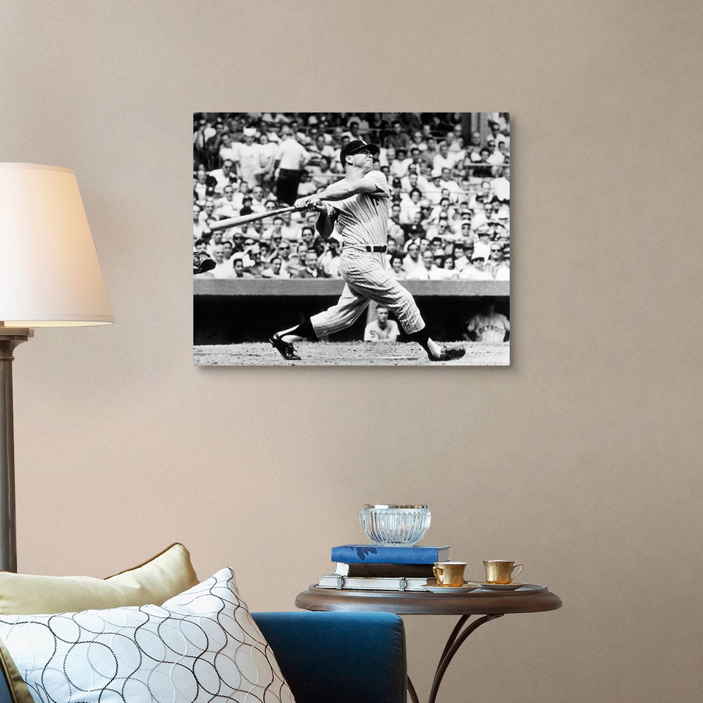 A traditional room featuring American baseball player. As a member of the New York Yankees, hitting his 49th home run of the s...