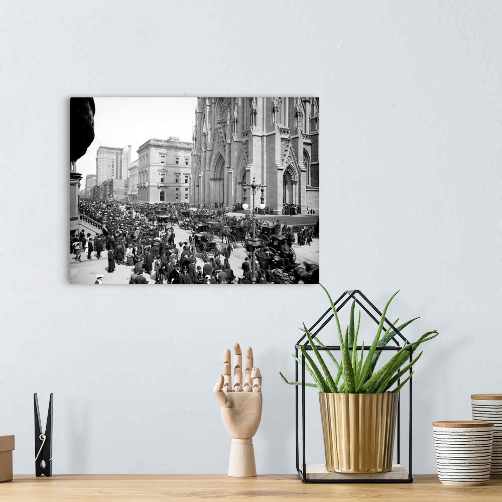 A bohemian room featuring Crowds in front of St. Patrick's Cathedral on Fifth Avenue in New York City on Easer Sunday. Phot...