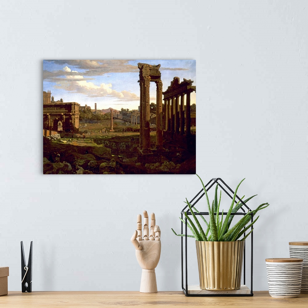 A bohemian room featuring Rome, Forum. View Of the Forum At Rome From Capitoline Hill. Oil On Canvas By Johann Heinrich Sch...