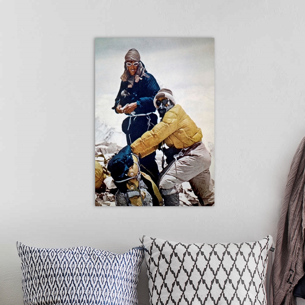 A bohemian room featuring (1919-2008). New Zealand mountaineer and explorer. Sir Edmund Hillary and Tenzing Norgay near the...