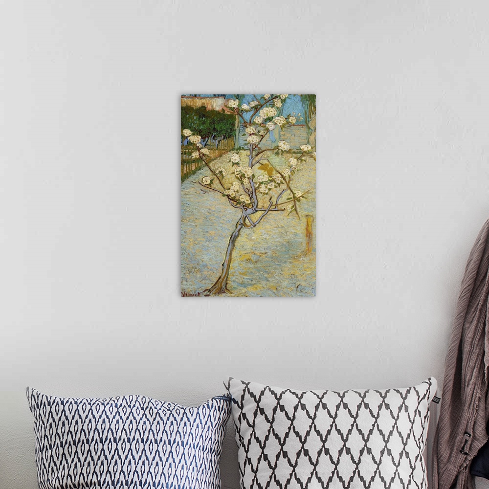 A bohemian room featuring Van Gogh, Peartree, 1888. 'Small Peartree In Blossom.' Oil On Canvas, Vincent Van Gogh, April 1888.