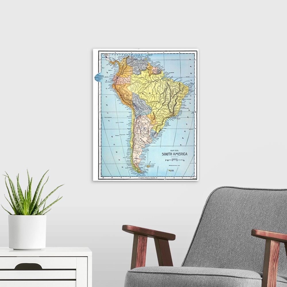 A modern room featuring South America, Map, C1890. Published In the United States.