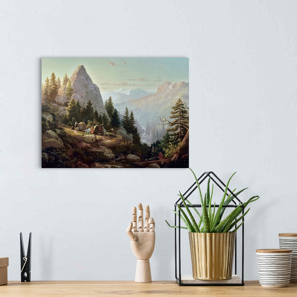 A bohemian room featuring Sugar Loaf Peak, C1865. 'Sugar Loaf Peak, El Dorado County,' In California. Oil On Canvas By Thom...