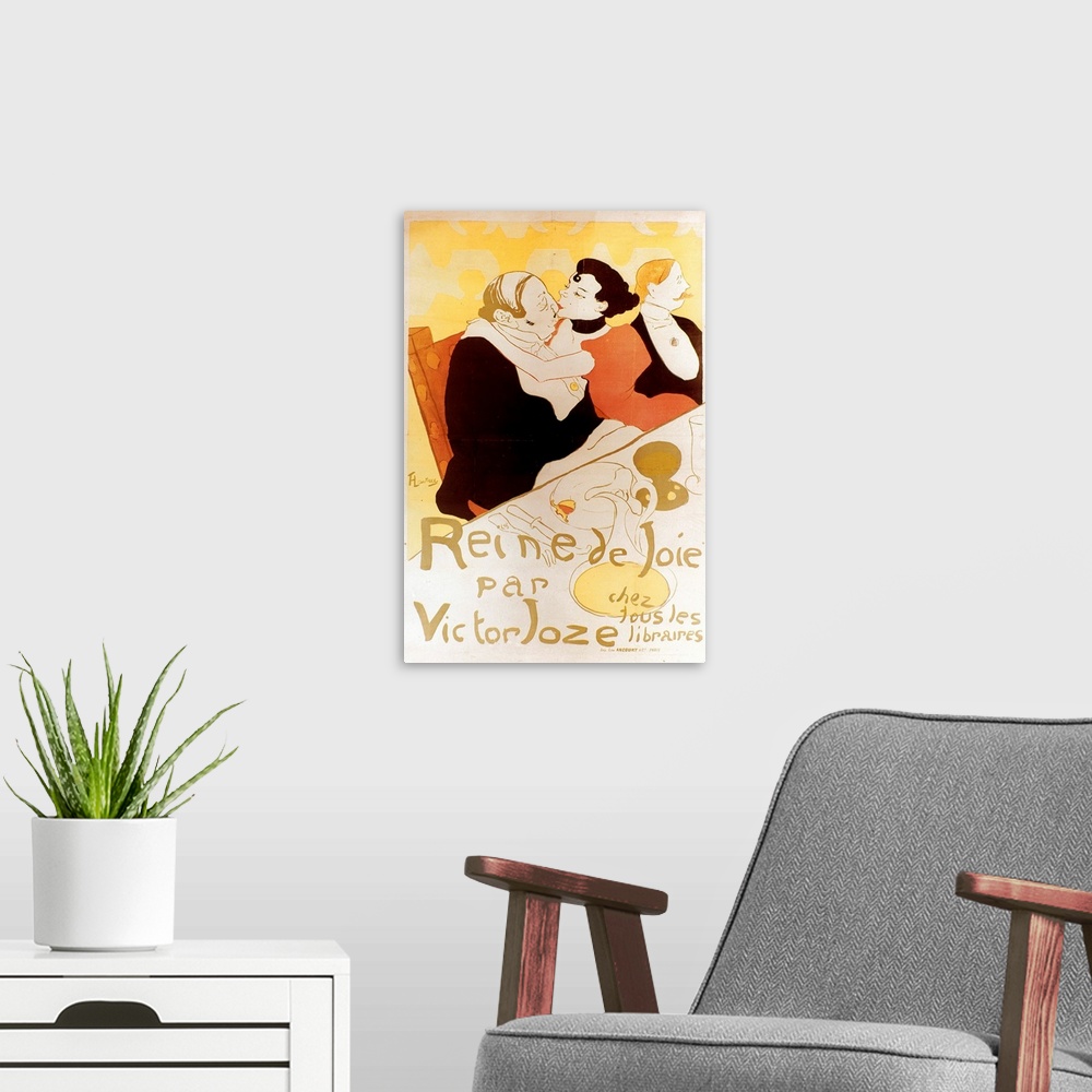 A modern room featuring Reine de Joie. Lithograph poster.