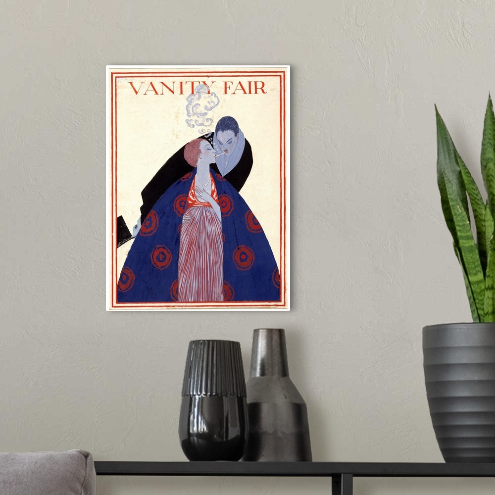 A modern room featuring Cover of 'Vanity Fair,' illustrated by Georges Lepape, December 1919.