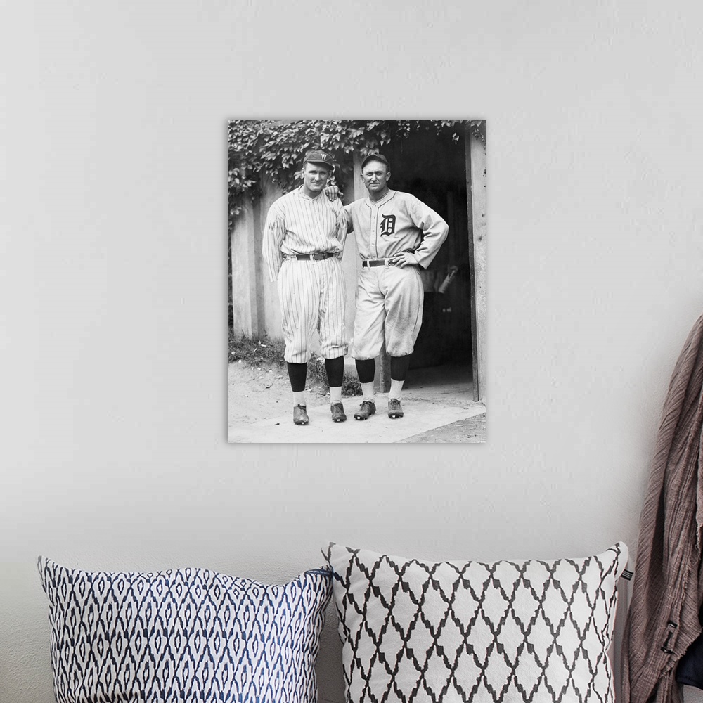 A bohemian room featuring American baseball player. Walter Johnson (left) and Ty Cobb.