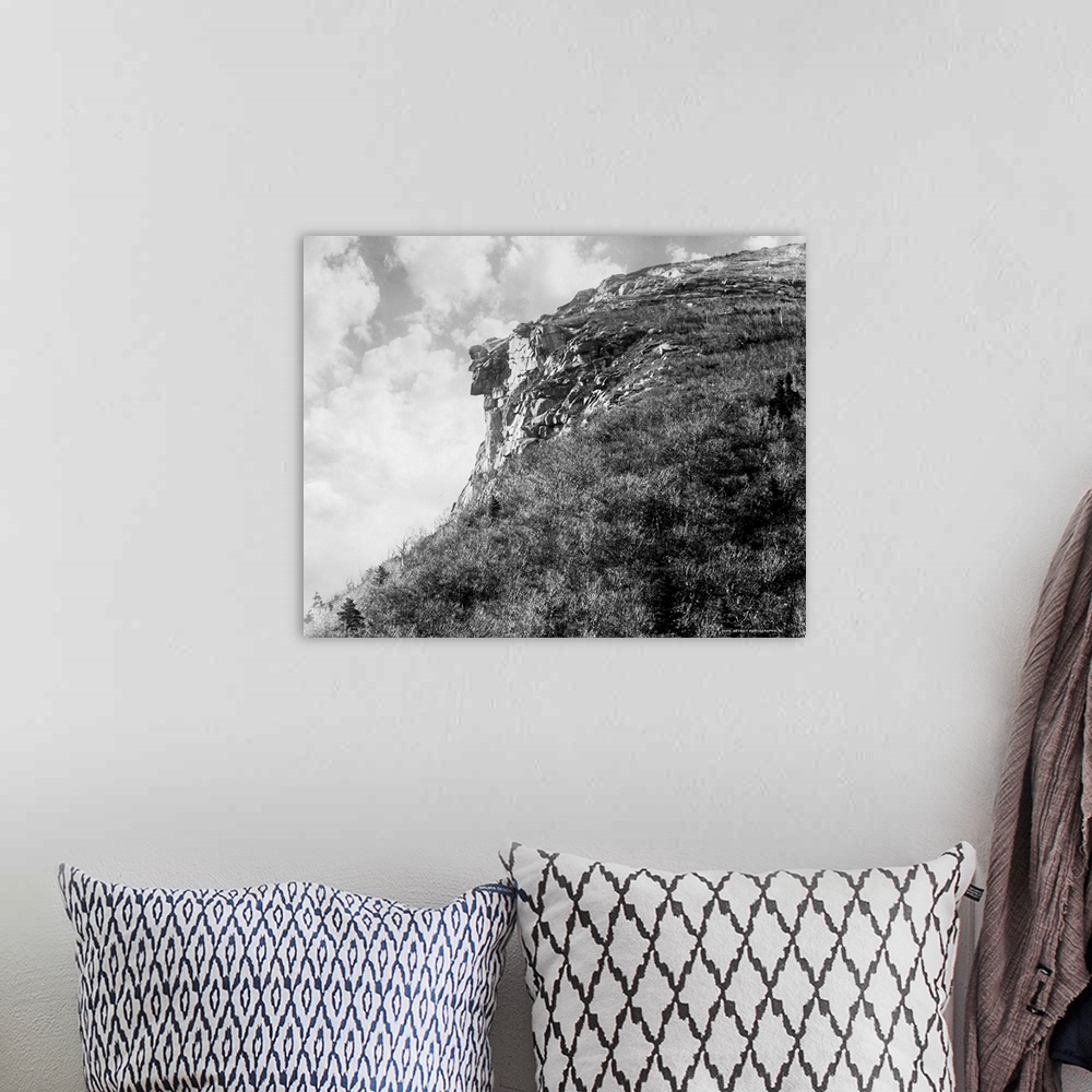 A bohemian room featuring White Mountains, Old Man. The 'Old Man Of the Mountain' Rock Formation In the Franconia Notch Pas...