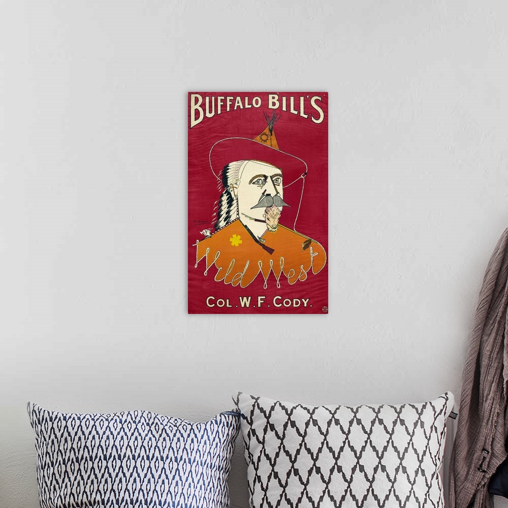 A bohemian room featuring William Frederick Cody. Known as Buffalo Bill. American frontiersman and showman. Lithograph post...