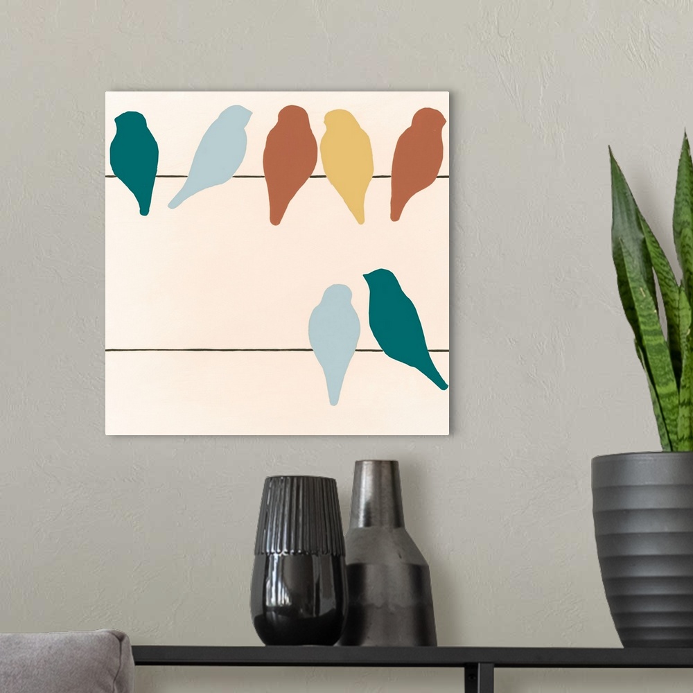 A modern room featuring Patterned Birds I