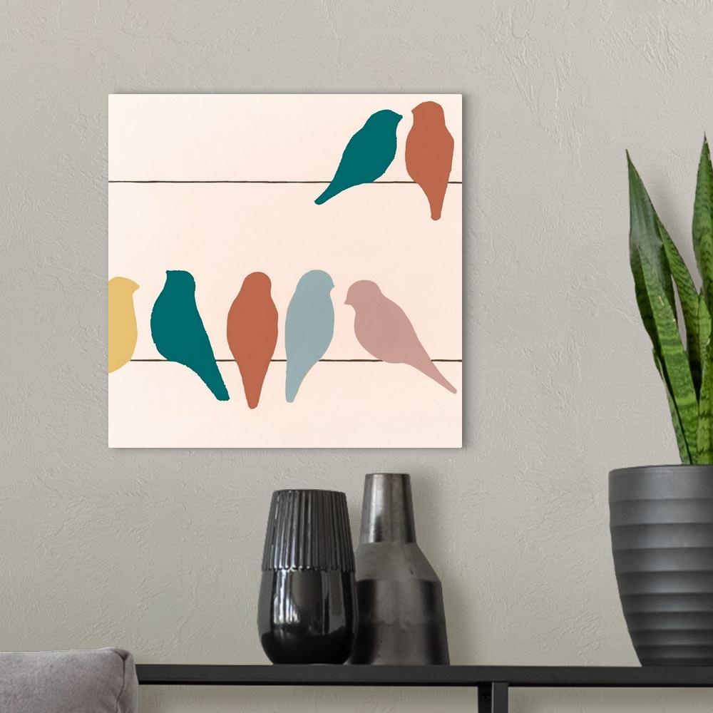 A modern room featuring Patterned Birds III