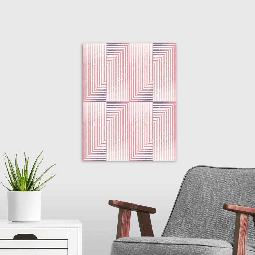 A modern room featuring Pink Stripe III