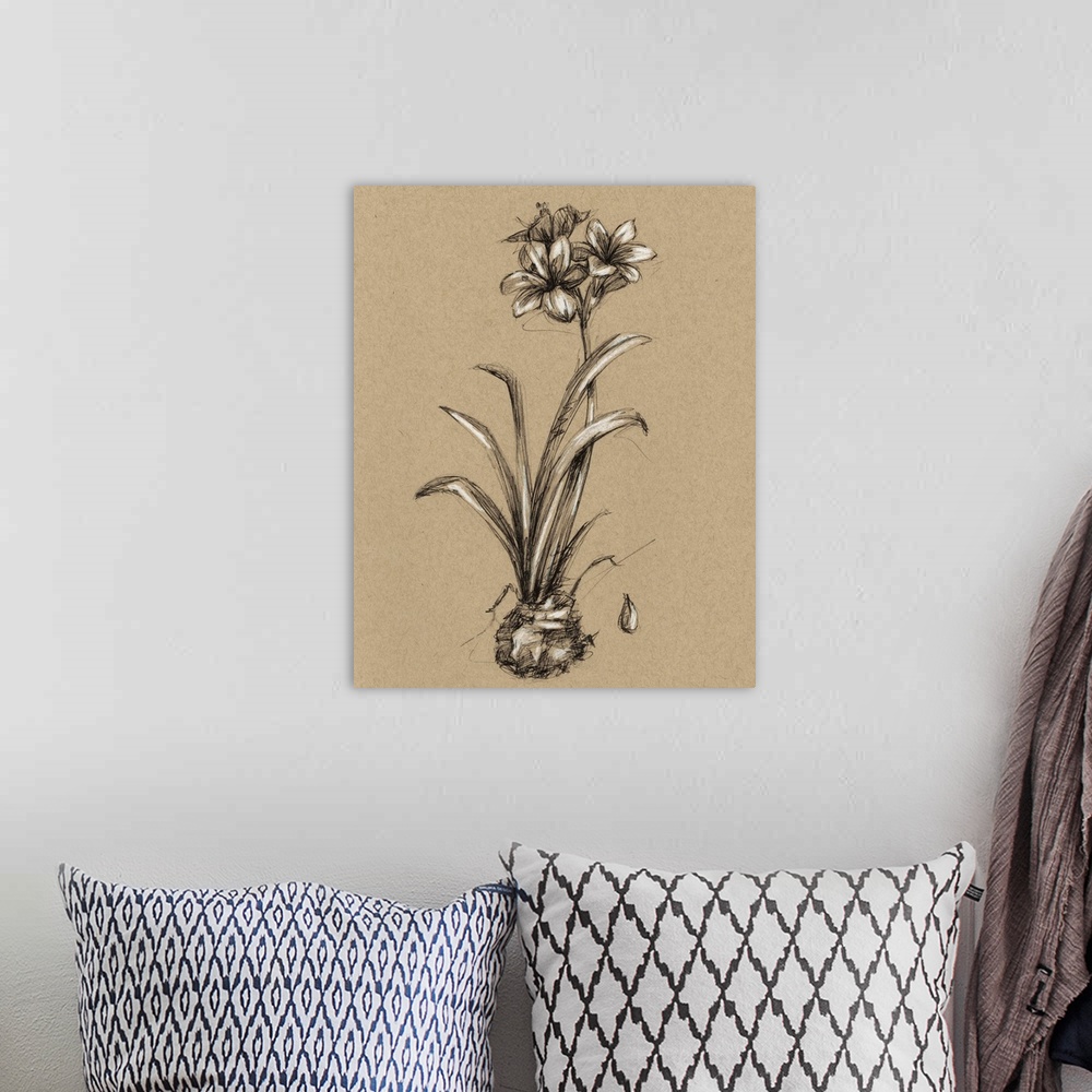 A bohemian room featuring Vintage Bloom Sketches II