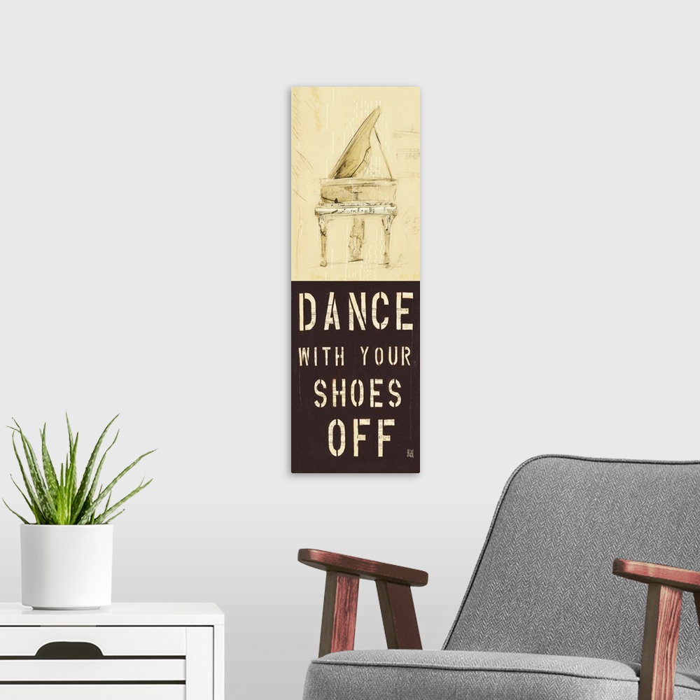 A modern room featuring Dance With Your Shoes Off