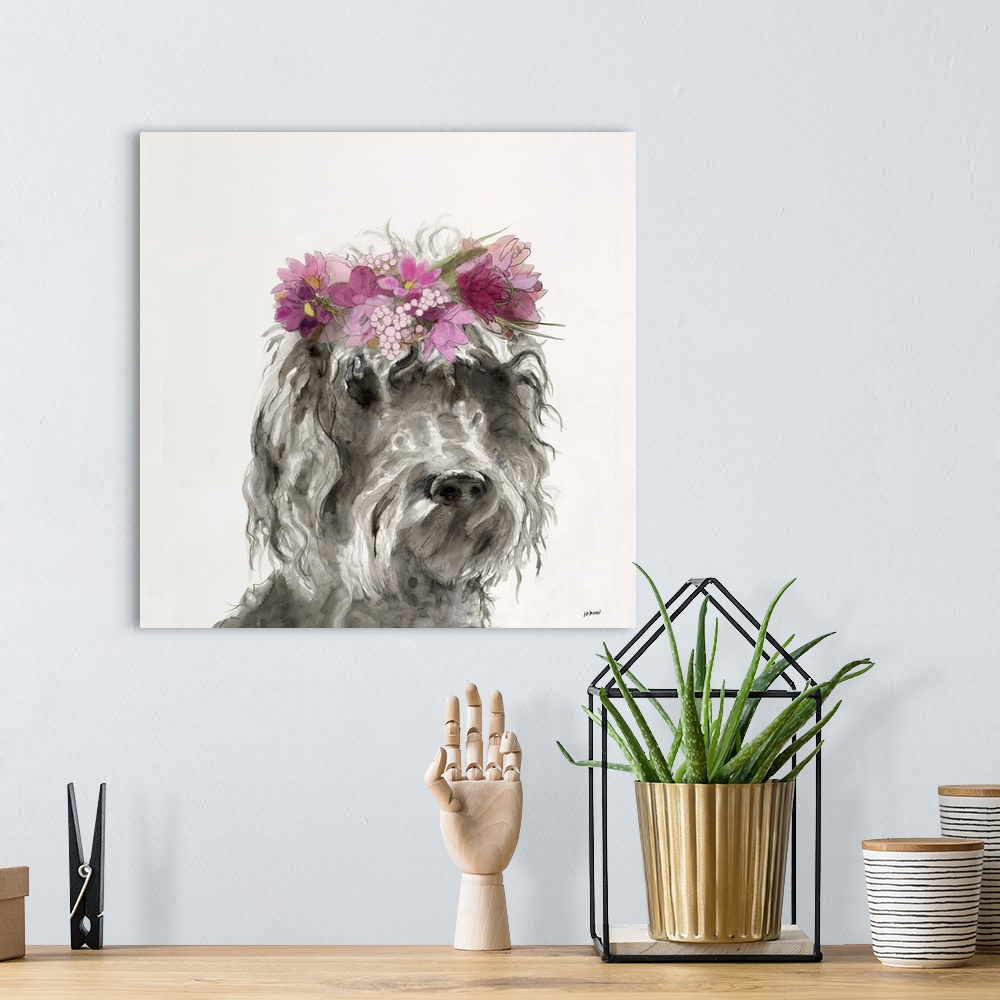 A bohemian room featuring Flowered Pup I
