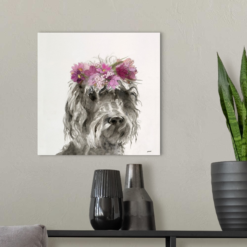 A modern room featuring Flowered Pup I