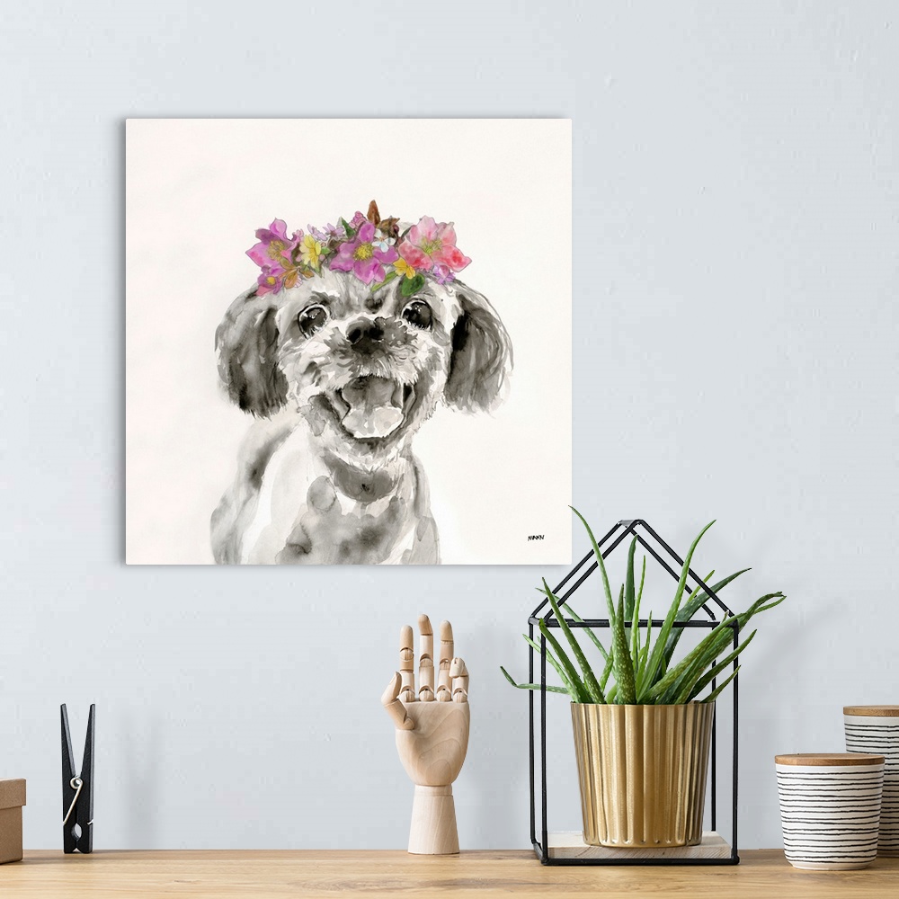 A bohemian room featuring Flowered Pup II