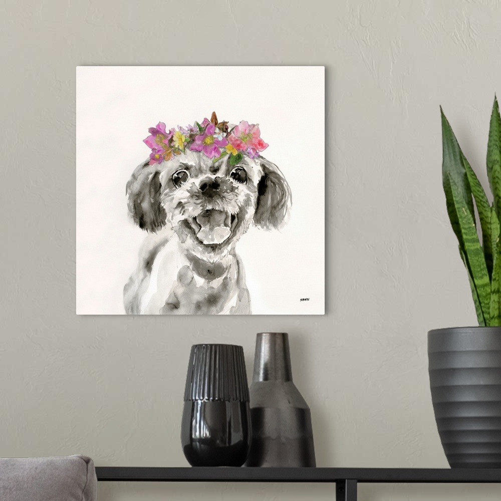 A modern room featuring Flowered Pup II
